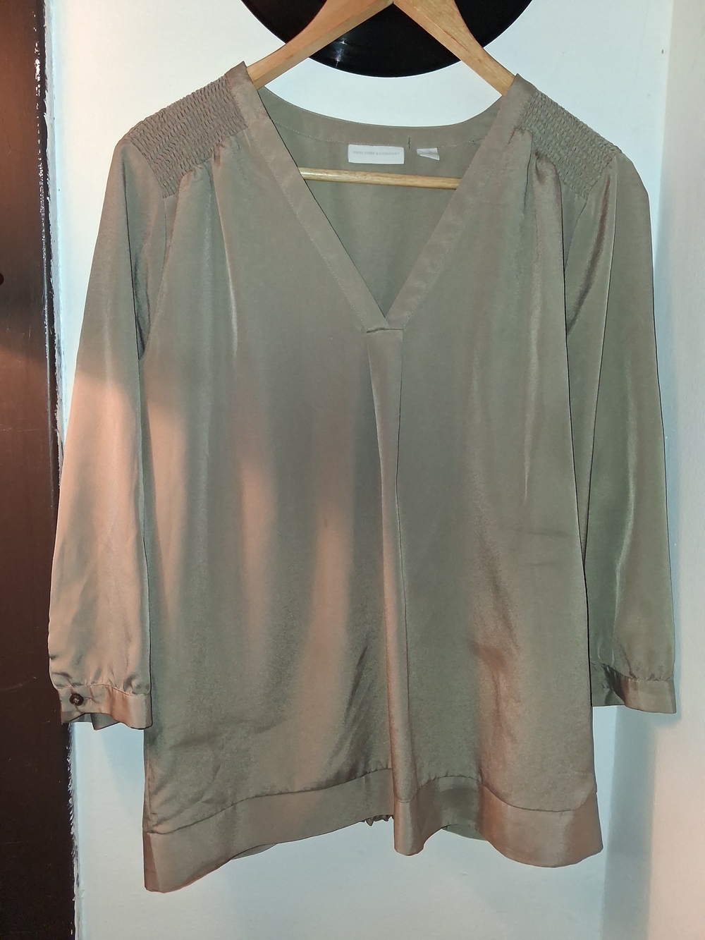 Women's Taupe V-Neck Blouse - New York And Company